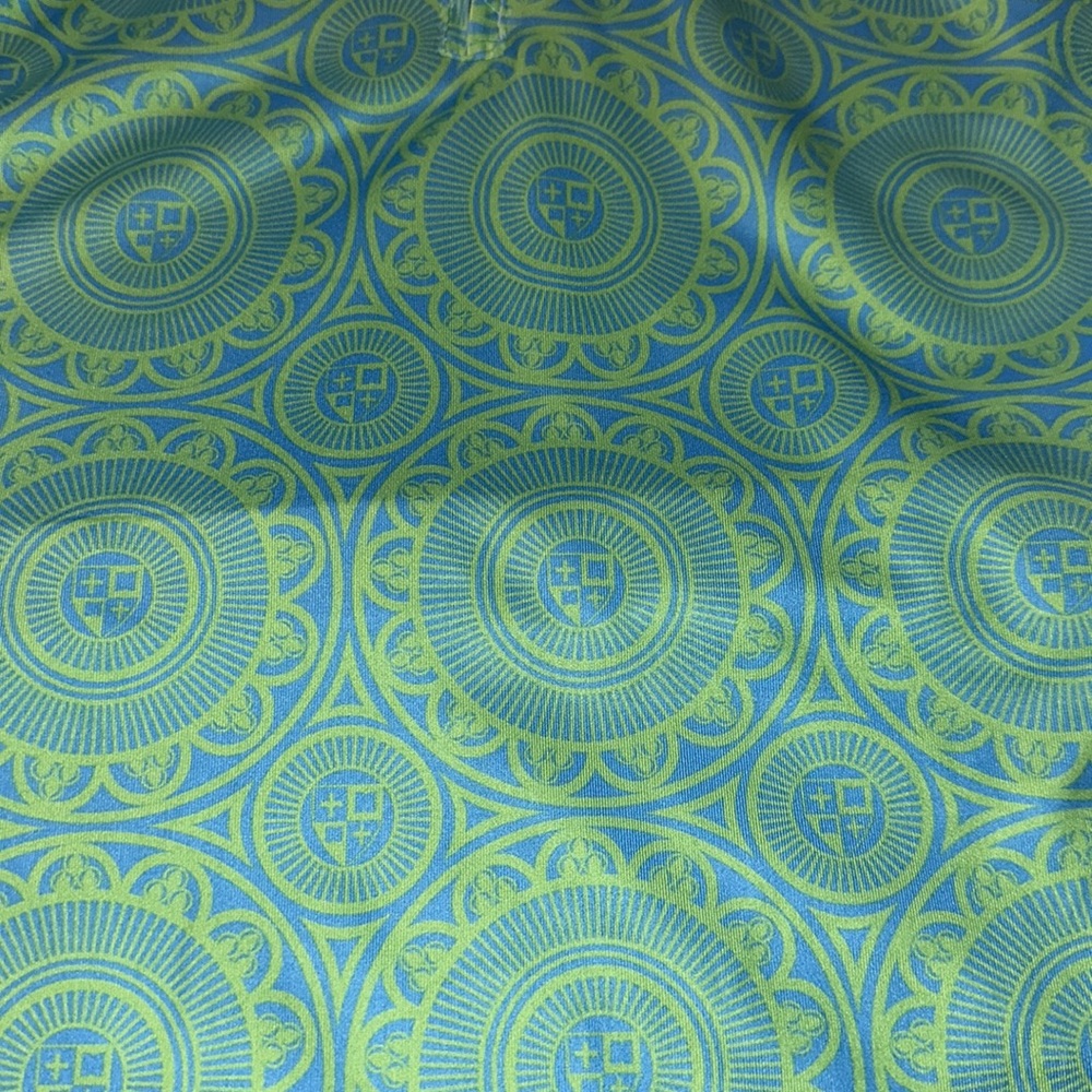 Gretchen Scott women’s size large green/blue long sleeve pull-over with 1/4” zip - Picture 3 of 4